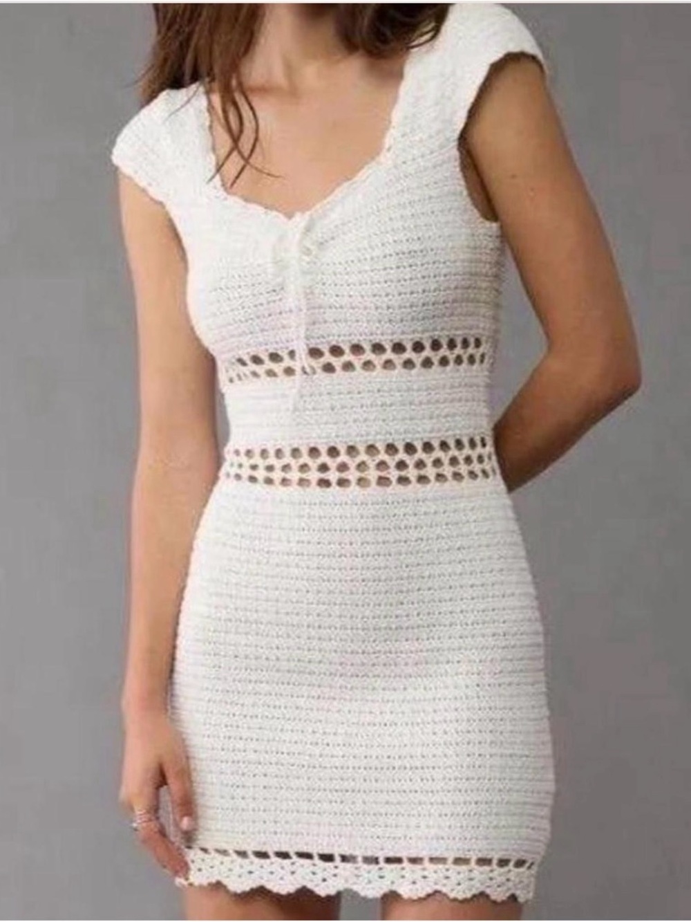 American Eagle Outfitters White Crochet Mini Dress